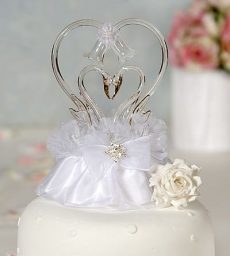 Gold Glass Swans Heart