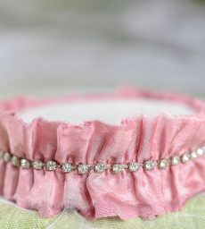Antique Silk and Rhinestones Trim Porcelain Base