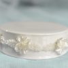 Beaded Ribbon Flower Trim Porcelain Base