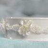 Beaded Ribbon Flower Trim Porcelain Base