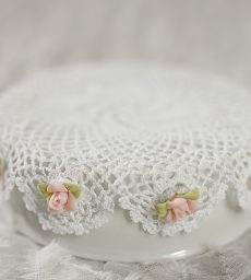 Cute Doily and Rose Porcelain Base