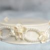 Pearl and Ribbon Flower Porcelain Base