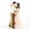 Rustic Couple Porcelain Figurine Wedding Cake Topper - Blush Dress