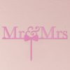 Mr & Mrs Bow Tie Acrylic Cake Topper - Dark Pink