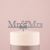 Mr & Mrs Bow Tie Acrylic Cake Topper - Metallic Silver