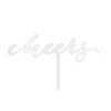 Script Cheers Acrylic Cake Topper - White