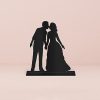 With A Kiss Silhouette Acrylic Cake Topper - Black