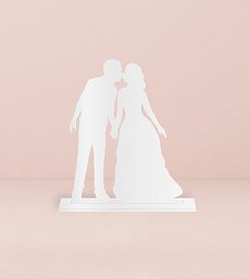 With A Kiss Silhouette Acrylic Cake Topper - White