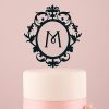Classic Floating Monogram Black Acrylic Cake Topper