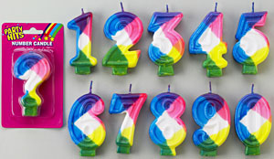 Rainbow Numeral Candle # 0