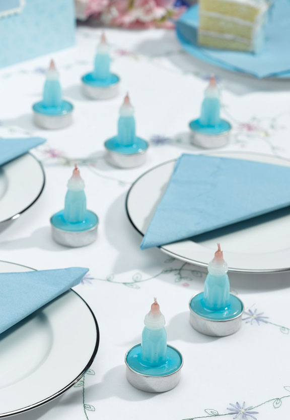 Baby Bottle Tealights Blue